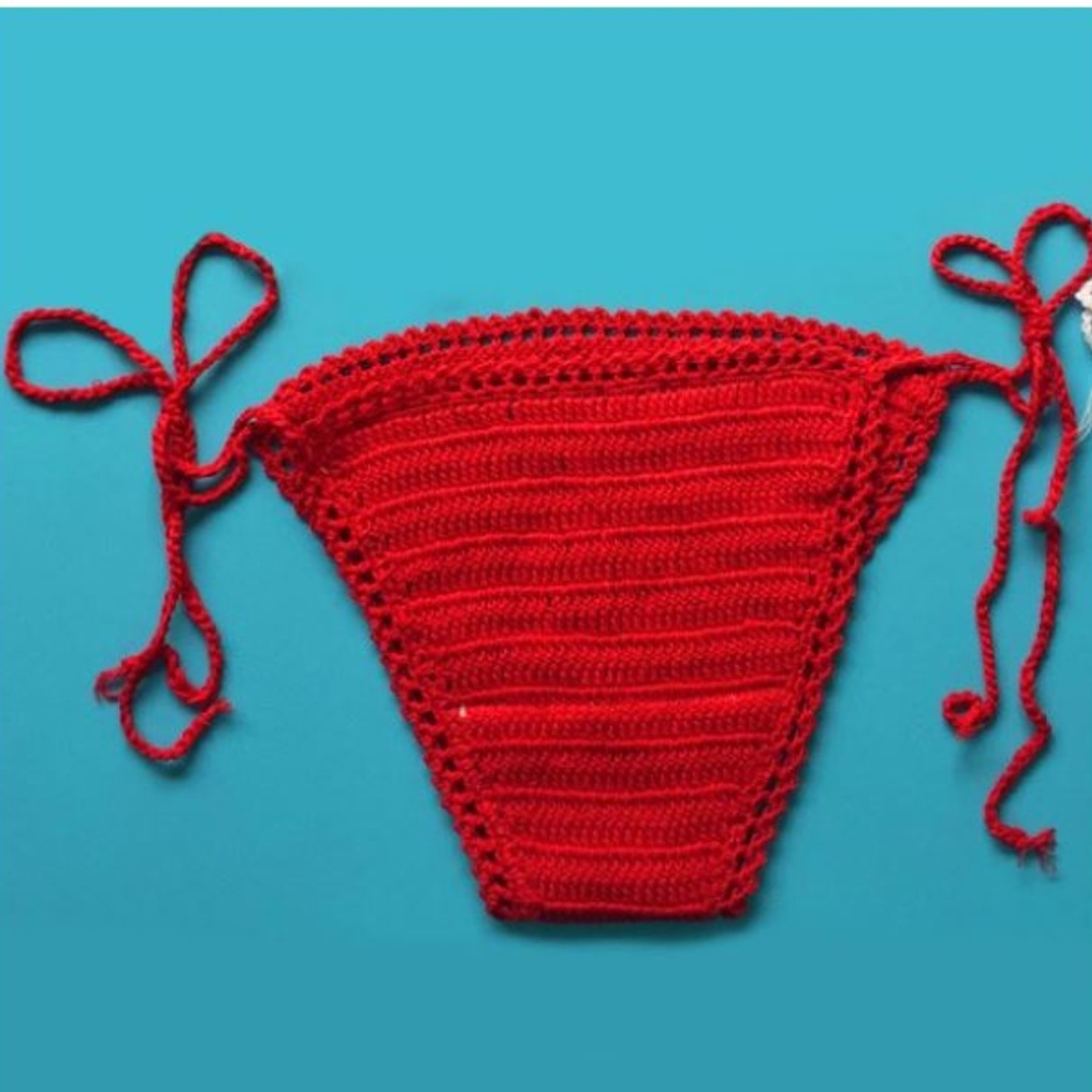 3/$55 item! Lace-Up Red Crochet Bikini Bottom XS-M